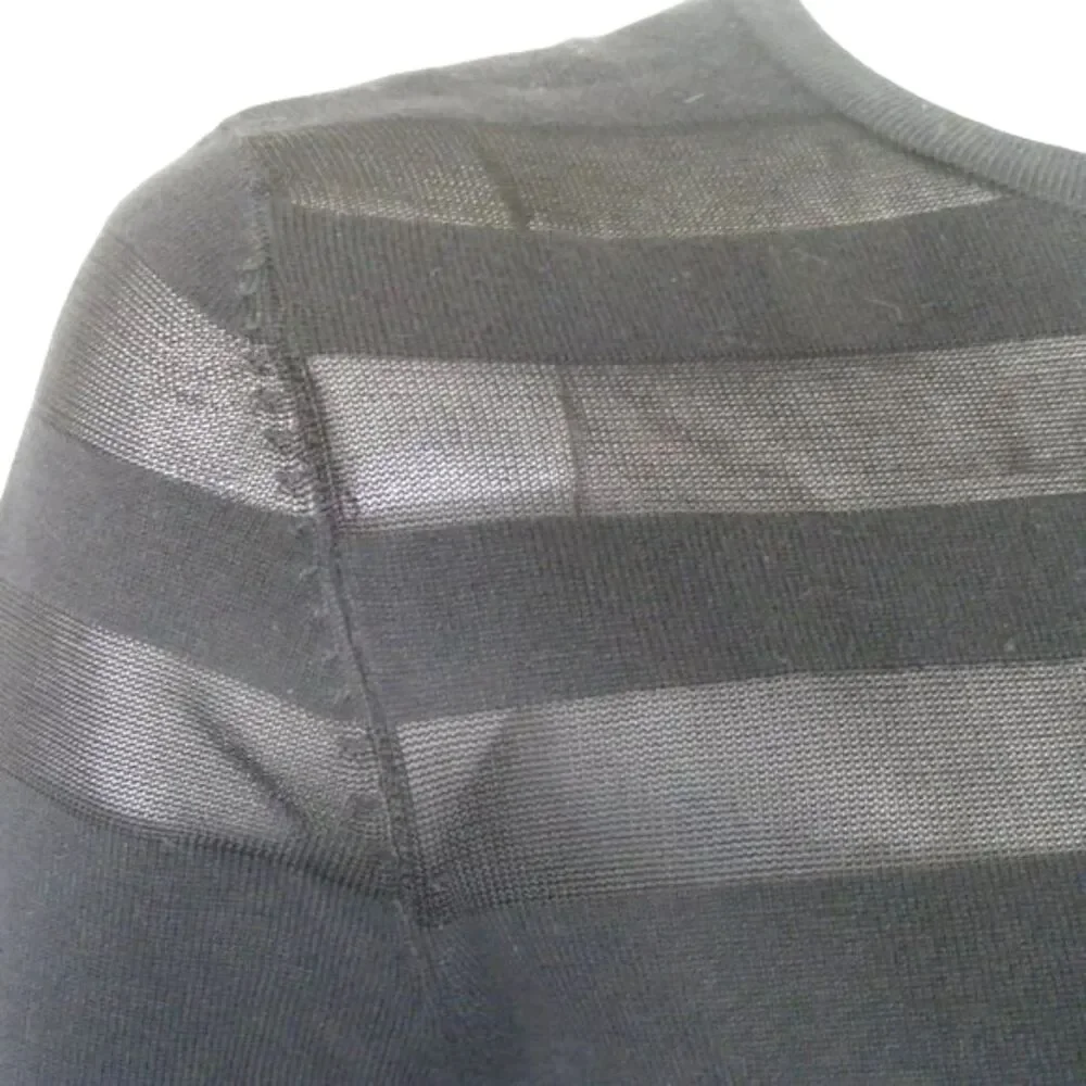 new CARMEN MARC VALVO Top, L, Knit, Sheer stripes. Black, Short sleeves - Picture 6 of 12